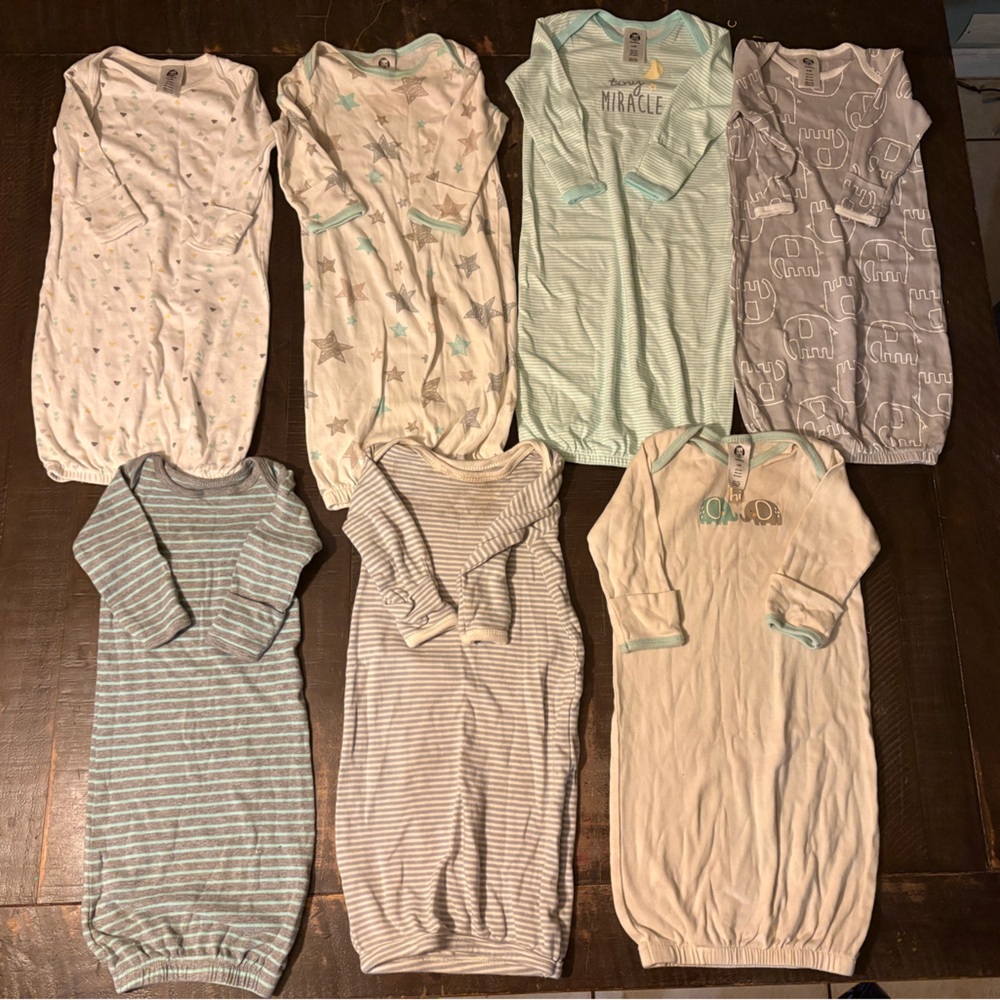 Gerber Kids Pajamas Nightgowns Lot of 7 - Pastel Collection